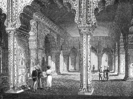The Royal Visit to India: Interior of the Dewan-I-Khas, in the Palace at Delhi, 1876. Creator: Unknown.