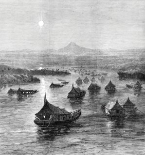 The Expedition against the Malays: the British Force ascending the Perak River, 1876. Creator: J Greenaway.