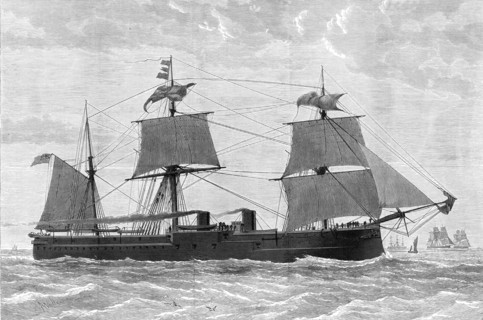 H.M.S. Alexandra, building at Chatham, 1876. Creator: Unknown.