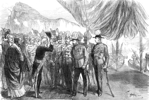 The Prince of Wales at landing at Gibraltar, from a sketch by our special artist, 1876. Creator: C.R..