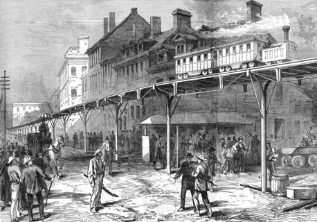 A Street Railway in New York, from a sketch by one of our special artists, 1876. Creator: Unknown.
