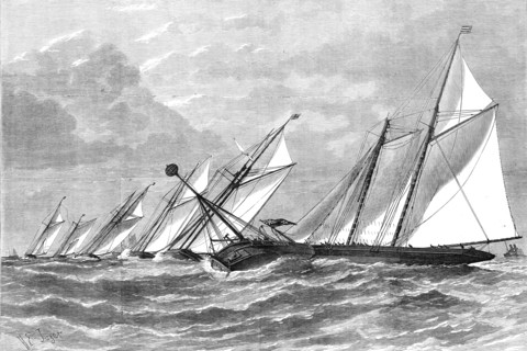 Schooner and Yawl Match of the Royal Thames Yacht Club last Saturday: the Pantomine..., 1876. Creator: H. E. Tozer.