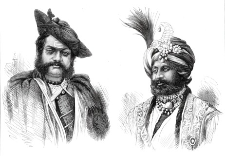 The Maharajah Scindia of Gwalior; The Maharajah of Cashmere, 1876. Creator: Unknown.