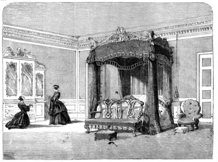 The Queen's Visit to Birmingham - Her Majesty's Bedroom, Stoneleigh Abbey, 1858. Creator: Unknown.