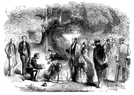 The Queen's Visit to Birmingham - Her Majesty Planting an Oak in the Grounds of Warwick Castle, 1858 Creator: Unknown.