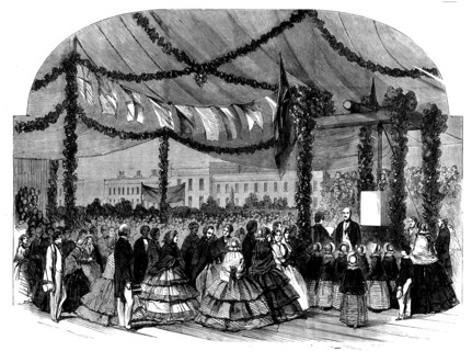 Prince Albert Laying the Foundation-stone of the New Wing of the Licenced Victuallers' Asylum, 1858. Creator: Unknown.