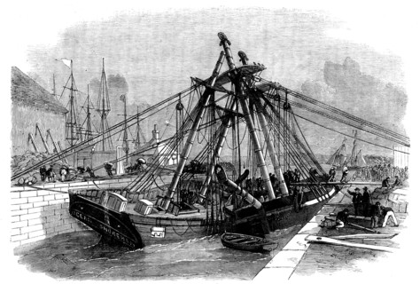 Accident at the Entry Lock of the East India Docks, Blackwall, 1858. Creator: Unknown.