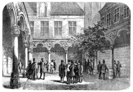 The Bourse at Antwerp, recently destroyed by fire, 1858. Creator: Smyth.