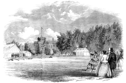 Meeting of the Worcestershire Archery Society in the Grounds of Lea Castle, Wolverley..., 1858. Creator: Unknown.