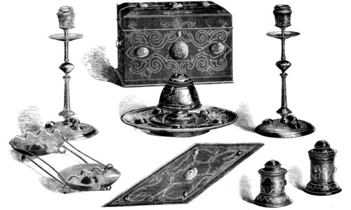 The Queen's Visit to Leeds - Ormolu Writing Table Suite for Her Majesty, 1858. Creator: Unknown.