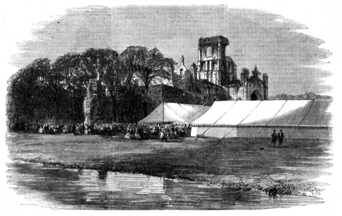Meeting of the British Association at Leeds - the Horticultural Fete at Kirkstall Abbey, 1858. Creator: Unknown.