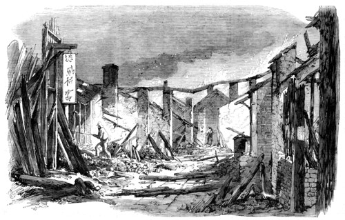 Sketches in Canton - Appearance of a Busy Street...after a Visit from "The Barbarians", 1858. Creator: Unknown.