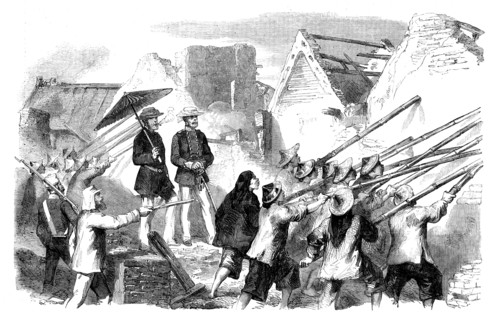 Sketches at Canton - Demolishing Houses, 1858. Creator: Unknown.