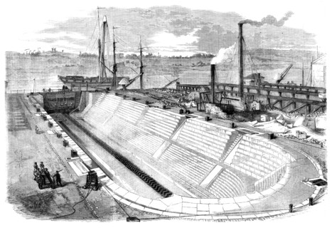 Dock No. 2 at Chatham Yard, recently opened, 1858. Creator: Smyth.