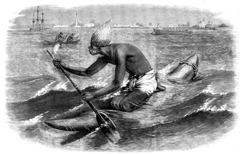 Sketches in India - the Catamaran Postman, 1858. Creator: Unknown.