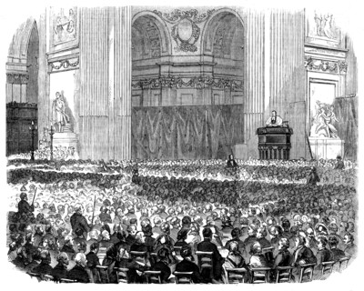The First Evening Service at St. Paul's Cathedral, on Advent Sunday, 1858. Creator: Unknown.