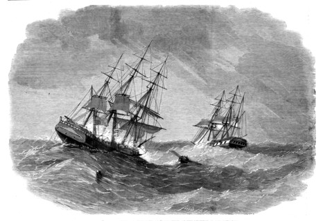 The Ship "Bengal" rescuing the crew of "The Child of the Regiment", 1858. Creator: Smyth.