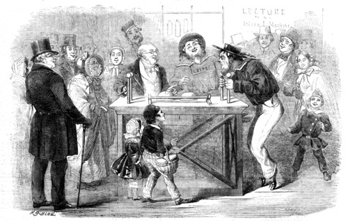 Christmas Holidays at the Polytechnic: the Electric Machine - drawn by H. G. Hine, 1858. Creator: Mason Jackson.