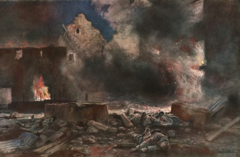 'Sur les Champs de Bataille de 1918; la ferme Lessard, entre Marizy et Neuilly-Saint-Front', 1918. Creator: Francois Flameng.