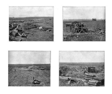 'A travers le champ de bataille; anciens emplacements de batteries allemandes et pieces..., 1918. Creator: Unknown.
