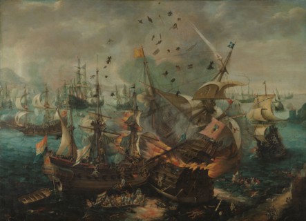 Battle of Gibraltar in 1607, c.1621. Creator: Cornelis Claesz van Wieringen.