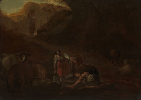 A Shepherd and Washerwomen at a Spring, c.1630-c.1637. Creator: Pieter van Laer.
