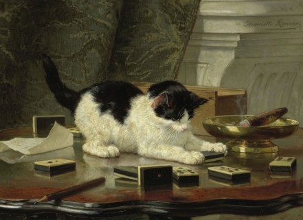 The cat at play, c.1860-c.1878. Creator: Henriette Ronner.