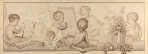 Six Putti with Flowers and Fruit and Attributes of the Art of Drawing, 1782. Creator: Juriaan Andriessen.