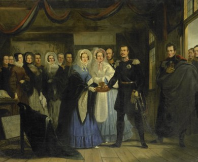 The Princess of Orange Receiving Alexander II (1818-1881), Grand Duke and Heir to the Throne of Russ Creator: Christiaan Julius Lodewijk Portman.