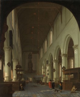 Interior of the Oude Kerk in Delft from the Choir toward the Portal, 1660-1690. Creator: Cornelis de Man.