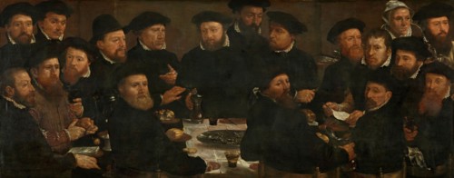 Banquet of Eighteen Guardsmen of Squad L, Amsterdam 1566, known as 'The Perch Eaters', 1566. Creator: Dirck Barendsz.