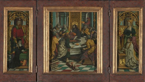 Triptych with the Last Supper and Donors, c.1525-c.1530. Creator: Jacob Cornelisz. van Oostsanen.