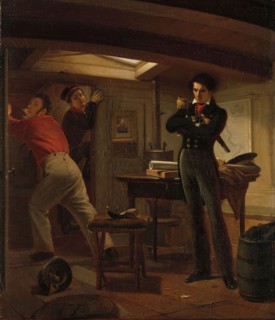 Jan van Speijk Debating whether to Set Fire to the Gunpowder, 1834. Creator: Jacobus Schoemaker Doyer.