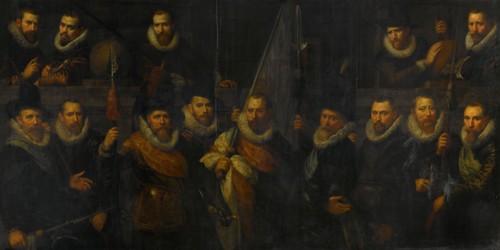 Officers and Other Civic Guardsmen of the IIIrd District of Amsterdam, under the Command of Captain  Creators: Paulus Moreelse, Captain Jacob Gerritsz Hoyngh.