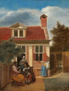 Figures in a Courtyard behind a House, c.1663-c.1665. Creator: Pieter de Hooch.