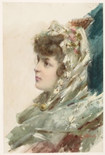 Bust of a young woman, in profile to the left, 1800-1892. Creator: A. Salanti.