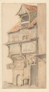Facade of a corner house with an open dormer window, 1620-1685. Creator: Adriaen van Ostade.
