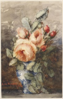 Bouquet of roses in a vase, 1867-1892. Creator: Adrienne van Hogendorp.