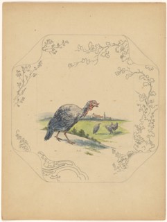 Design for model 'square' board with turkeys, c.1875-c.1880. Creator: Albert Louis Dammouse.