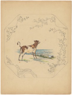Design for model 'square' board with cow by the sea, c.1875-c.1880. Creator: Albert Louis Dammouse.