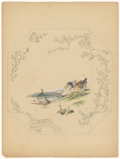 Design for model 'square' board with six geese, c.1875-c.1880. Creator: Albert Louis Dammouse.