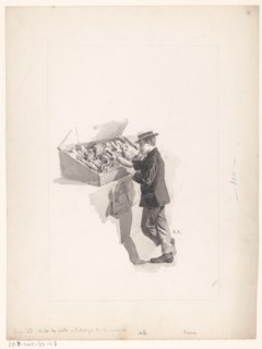 Boy reading at a book stall, 1890-1928. Creator: Alcide Theophile Robaudi.