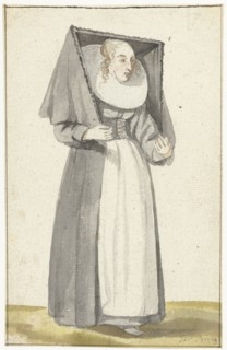 Standing woman in the dress of Münster, 1645.  Creator: Anna ter Borch.