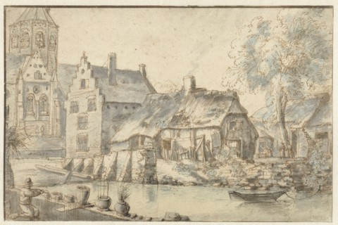 Cityscape with a large church, 1600-1699. Creator: Anon.