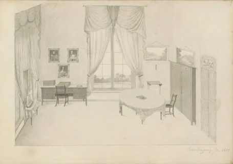 Interior of the palace in Buitenzorg in West-Java, 1842. Creator: Anon.