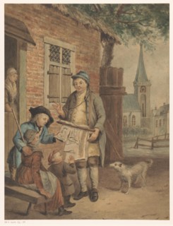 Travelling print-seller in a village, 1800-1899.  Creator: Anon.