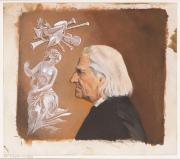 Book cover design for "Frans Liszt. The life of a great composer" by Jean Rousselot, c. 1961.  Creator: Anon.