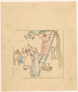 People picking plums, c.1880-c.1910.  Creator: Anon.
