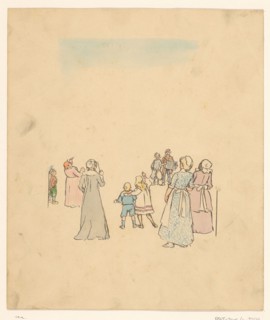 Group of people listening to children playing music, c.1880-c.1910. Creator: Anon.