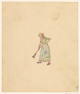 Old woman with broom, c.1880-c.1910. Creator: Anon.